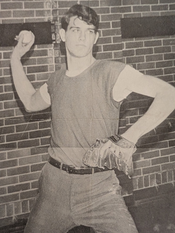 Lt. Col. William "Bill" Barkley practices his wind-up pitch, preparing for his high school's upcoming season in 1971. Barkley was well known for his passion for baseball, playing and coaching throughout his 18-year career. Barkley, a pilot for Quantico's Helicopter Squadron One, was killed during an aircraft mishap over the Potomac River during a test flight in 1993. After 63 years, Marine Corps Base Quantico's Middle School High School closes its doors, and a new building opens in August during the new school year; with the new school, new sports fields will also be created, featuring Barkley Diamond in dedication to the Marine. (Courtesy photo by Sylvia Barkley Trimble)