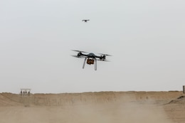Tactical Resupply Vehicle-150s take flight during a Driving Innovation and Realistic Training event within the U.S. Central Command area of responsibility. (U.S. Army photo by Sgt. Alison Strout)