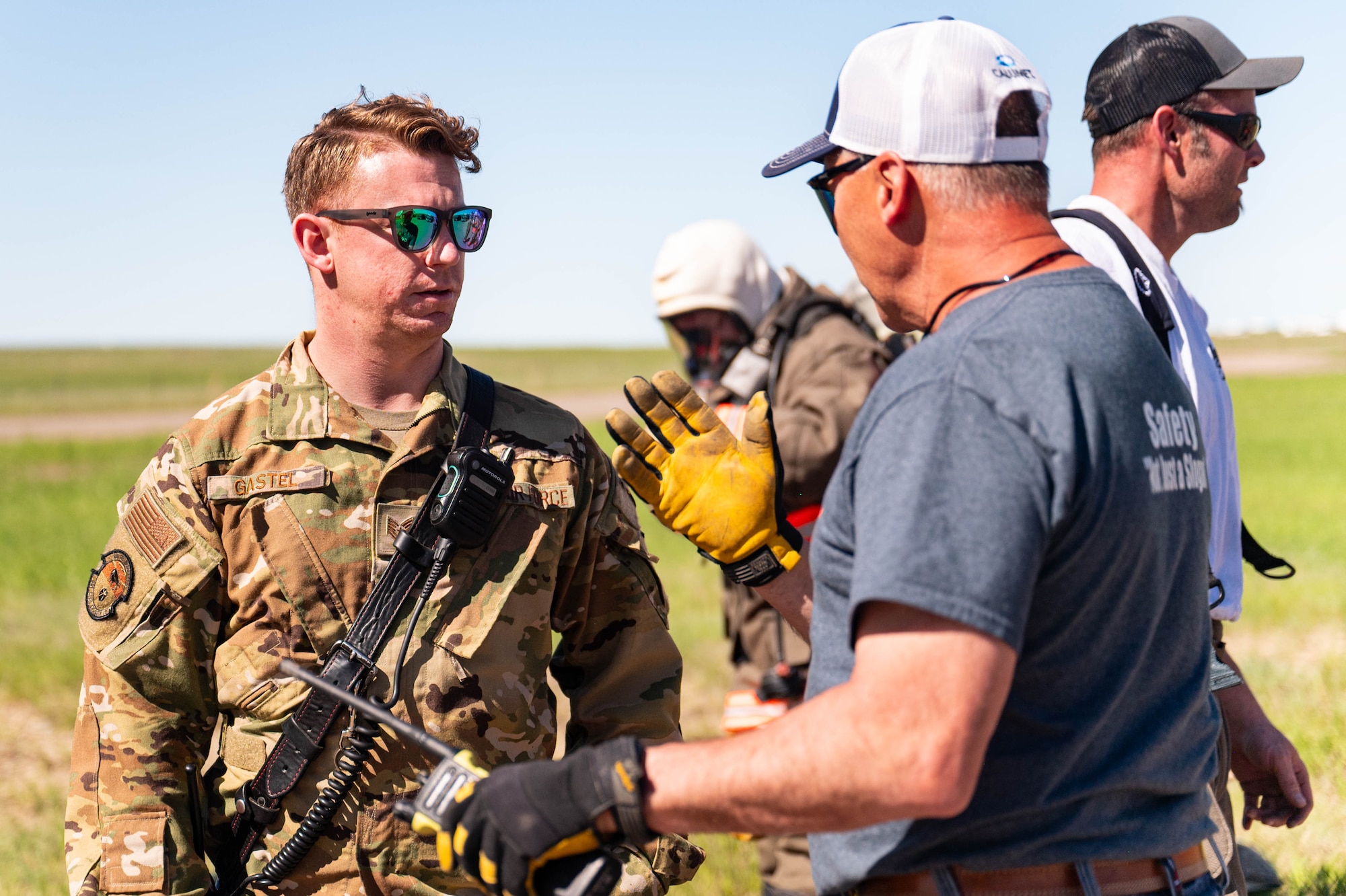 Airman and civilian talking
