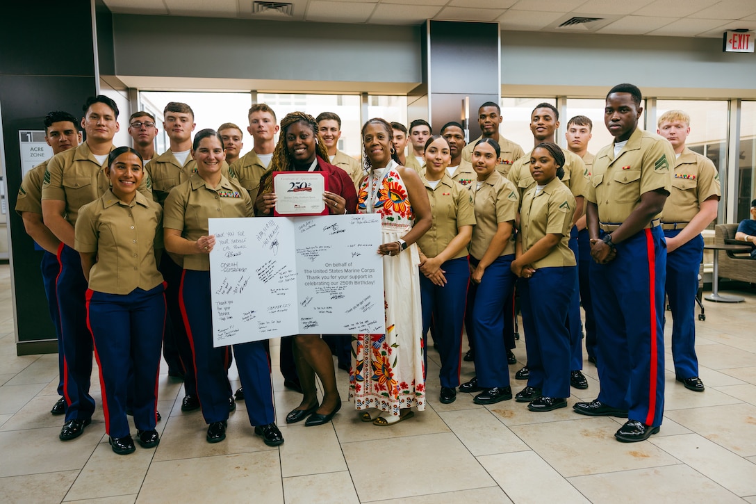 U.S. Marine Corps 1st Lt. Hope Nelson, planning officer with the 2d Combat Engineer Battalion, Special-Purpose Marine Air-Ground Task Force 250, takes a photo at the Tennessee Valley Healthcare System during Marine Week Nashville in Nashville, Tennessee, June 3, 2025. Founded on November 10, 1775, the United States Marine Corps has served our nation honorably in every clime and place for 250 years. Throughout 2025, Marines across the globe will celebrate the 250th birthday of the Corps, commemorating service, sacrifice, and priding themselves on living ‘Semper Fidelis’ or ‘Always Faithful’ to their nation and to each other.