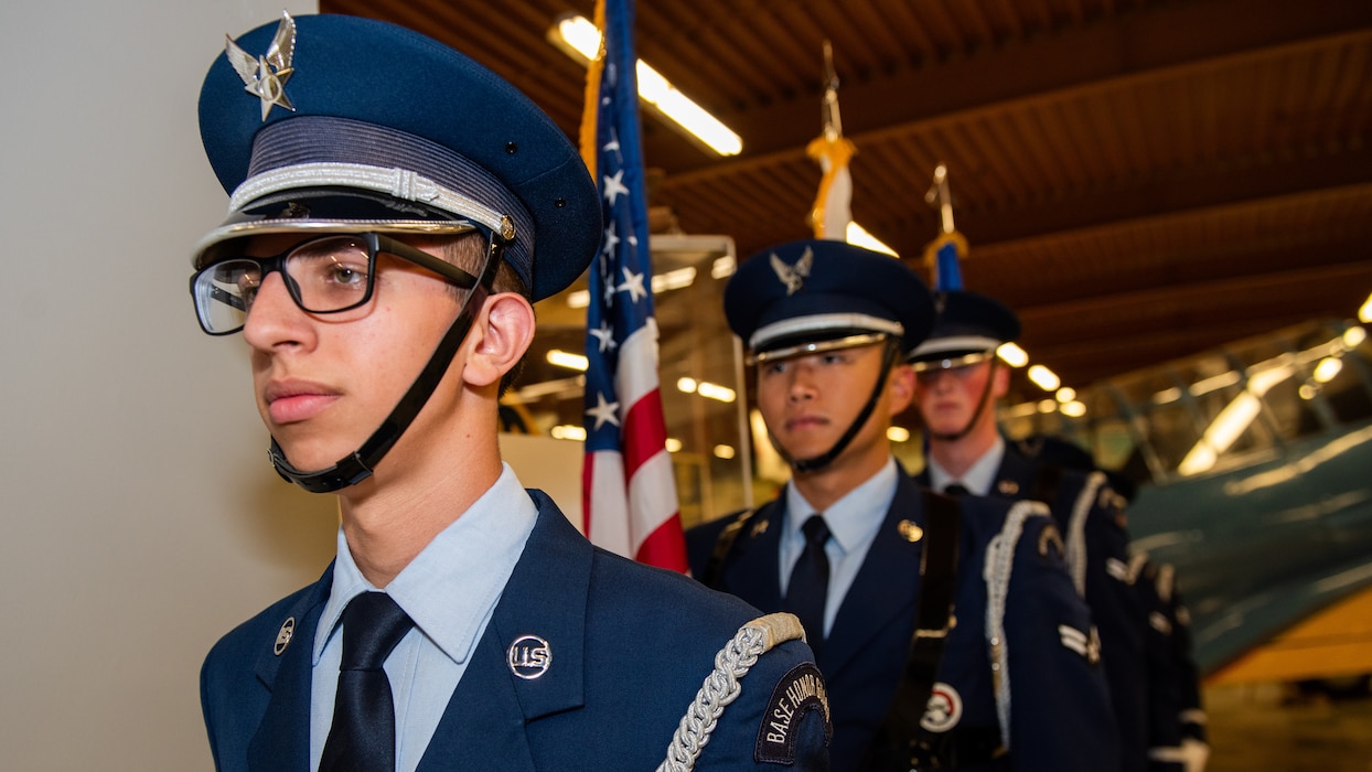 Honor guard standby prior to ceremony