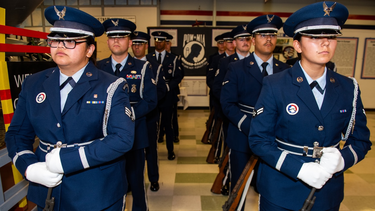 Honor guard standby prior to ceremony