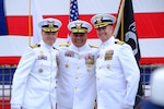 The U.S. Coast Guard Cutter Bertholf (WMSL 750) held a change of command ceremony, Monday, Jun. 9, in San Diego. Vice Adm. Andrew Tiongson, commander of Coast Guard Pacific Area, presided over the ceremony in which Capt. Andrew Pate relieved Capt. Billy Mees as Bertholf’s commanding officer. Mees served as Bertholf’s commanding officer from June 2023 to June 2025. Under Mees’ leadership, Bertholf deployed to the Bering Sea, Western Pacific and Oceania in support of domestic and illegal, unregulated, unreported fisheries and building international partnerships. (U.S. Coast Guard photo by Lt. j.g Tyler Ma)