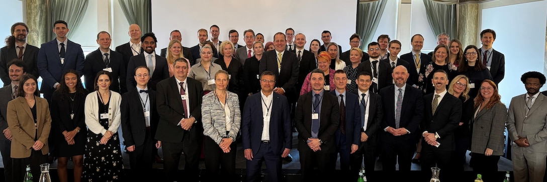 Mr. Paul J. David-Justus (INSS-CSWMD) and Dr. Casey Ellis (INSS-CSWMD) participated are pictured in a group photo with participants at the Nordic-Baltic Proliferation Security Initiative (PSI) Engagement in Helsinki, Finland.
