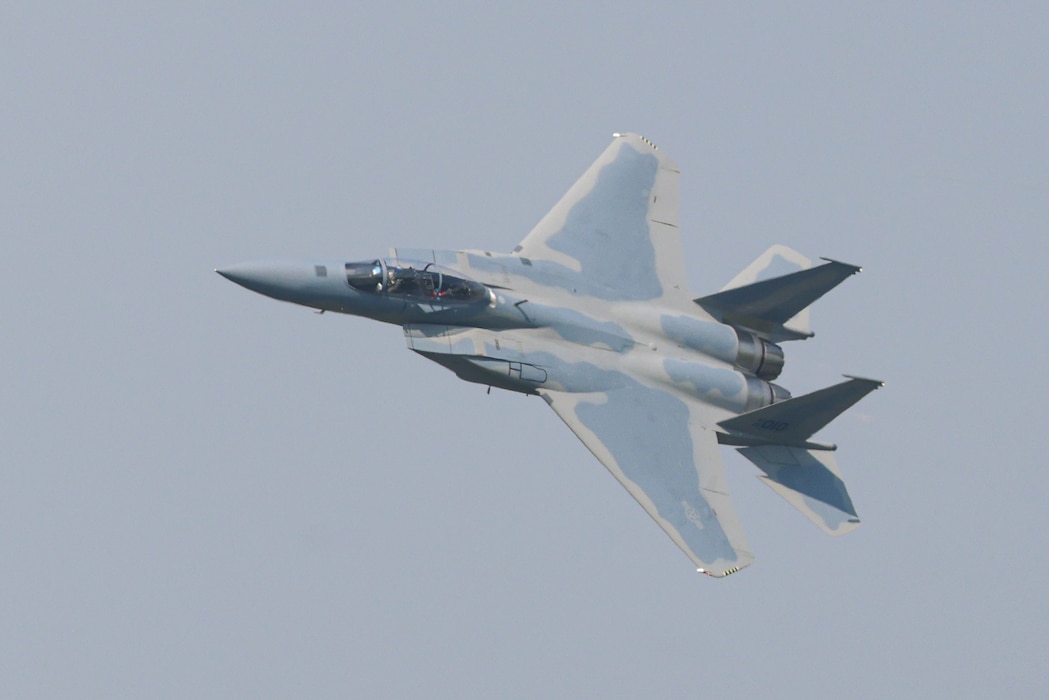 F15EX Eagle II flying in air.