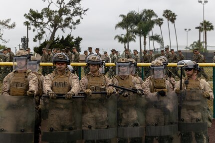 Marines holding protective shields