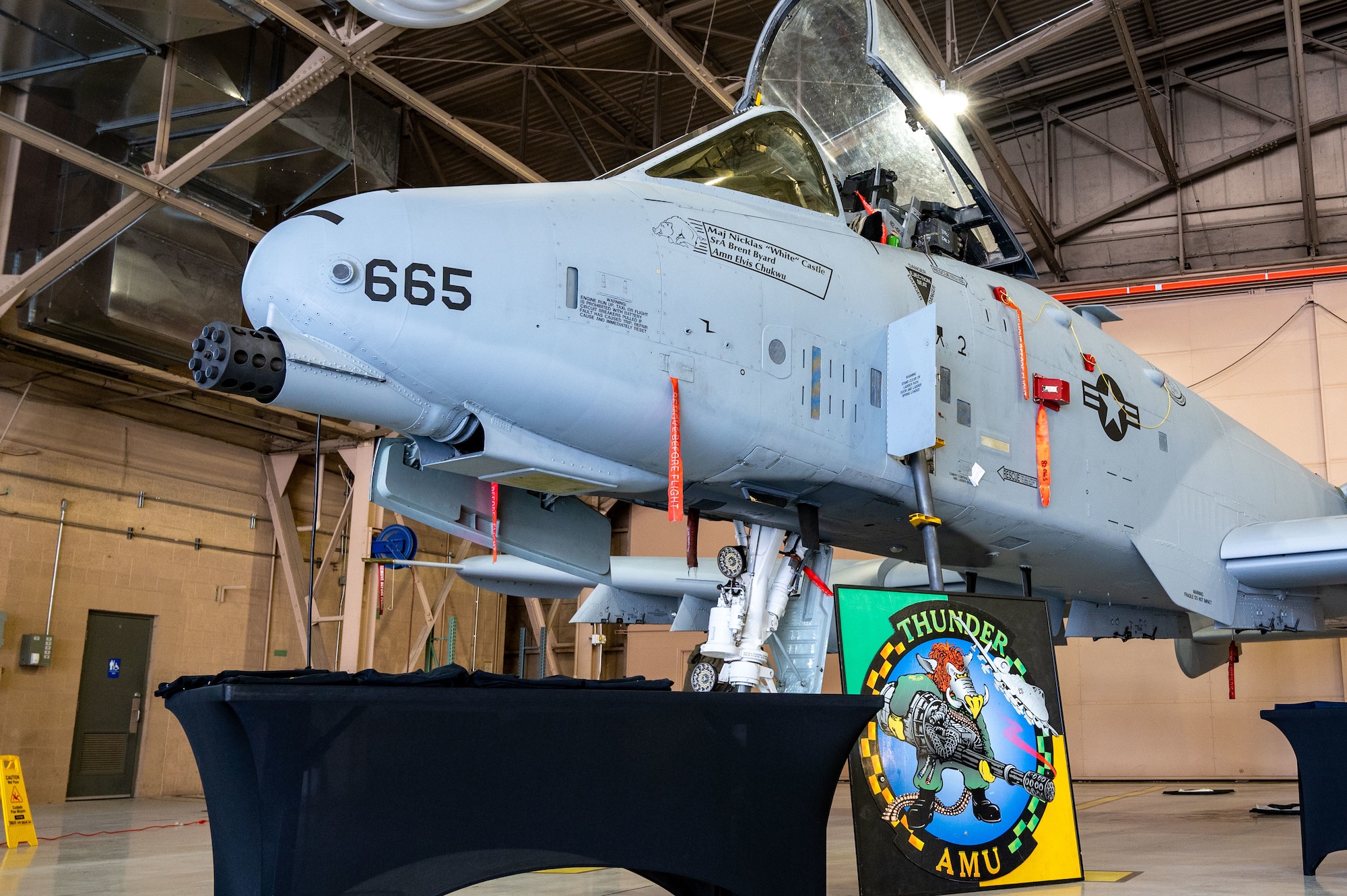 Airplane sits on display.