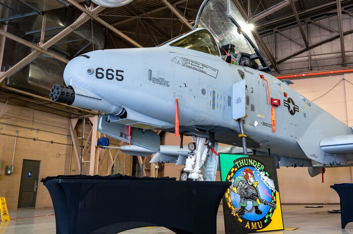 Airplane sits on display.
