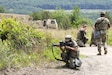 Soldiers with the D.C. National Guard's 104th Maintenance Company conduct squad movement drills at Fort Indiantown Gap, Pennsylvania, on June 3, 2025. The training reinforced basic soldiering skills as part of the unit’s annual training. (U.S. Army photo by Spc. Carrol Hughes)