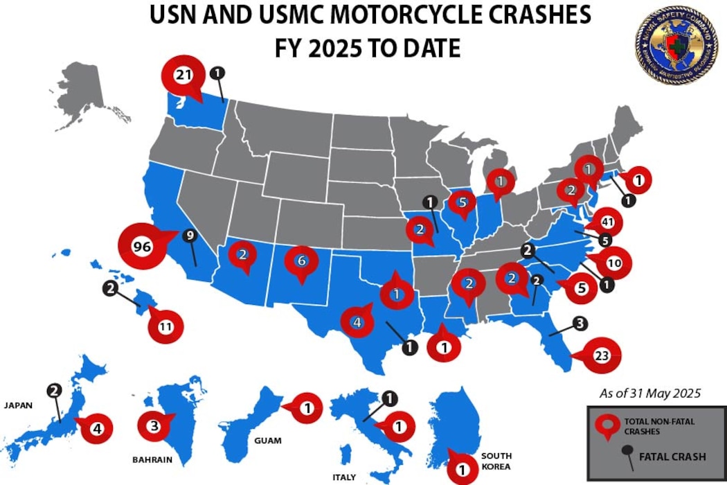 USN and USMC motorcycle crashes - May 2025