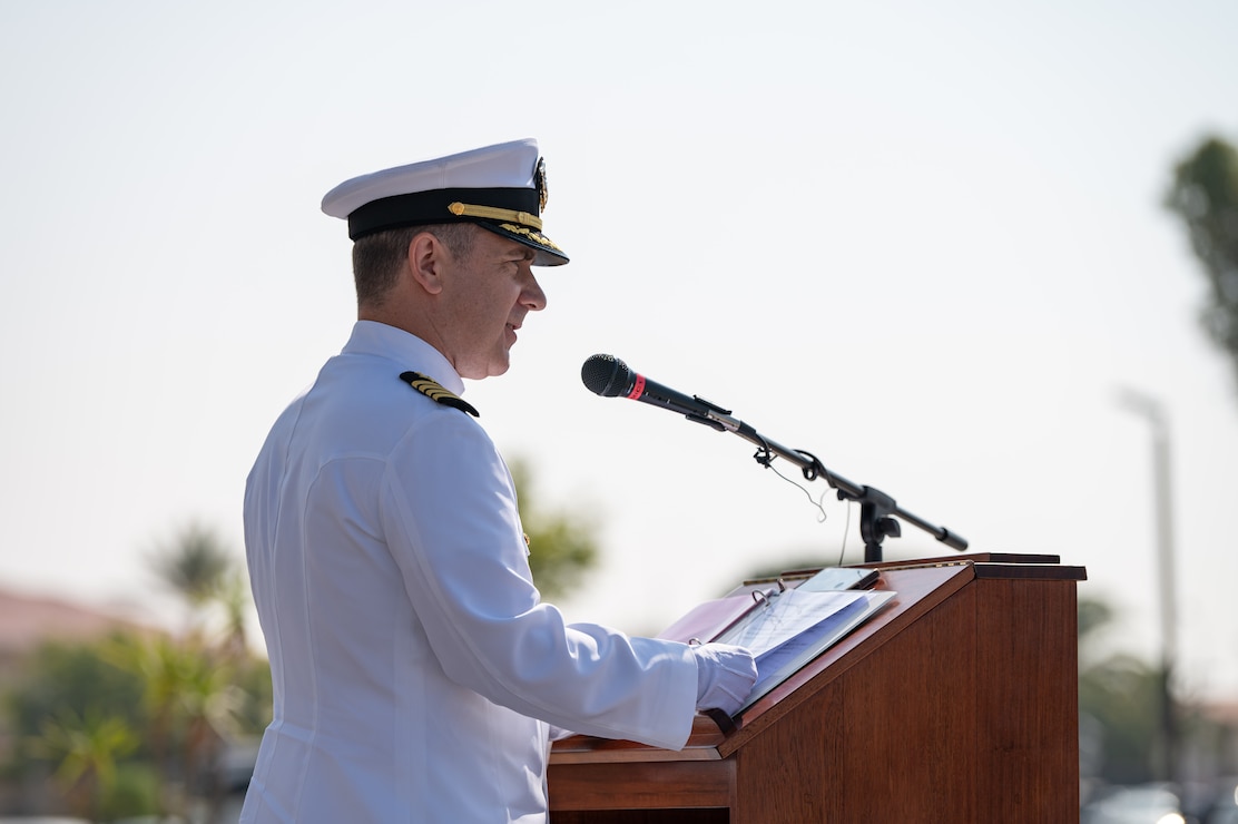 Naval Station Rota leadership salutes and conducts honors for Change of Command.