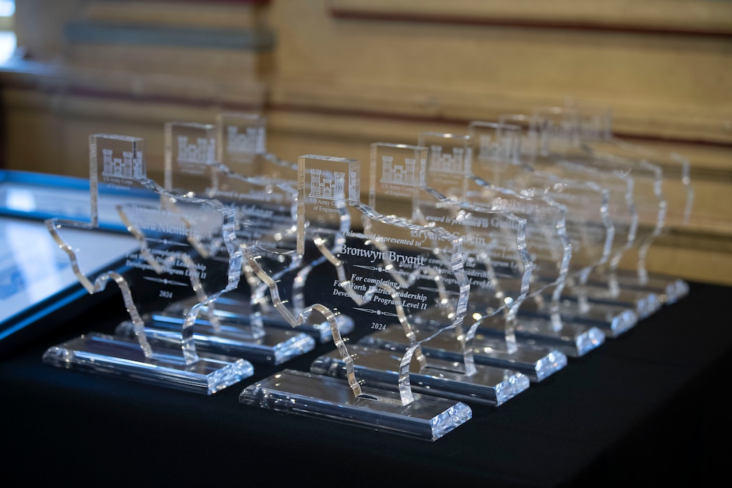 These plaques were presented to the individuals who successfully completed the Fort Worth District's Leadership Development Program, Level II.
