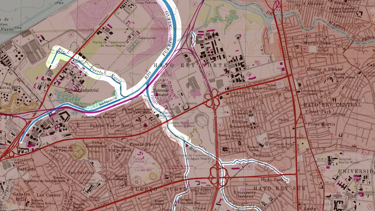 Historic map of San Juan, Puerto Rico, dated 1969, showing the continued development of San Juan. The Las Américas Expressway and Piñero Avenue are now shown on the map.