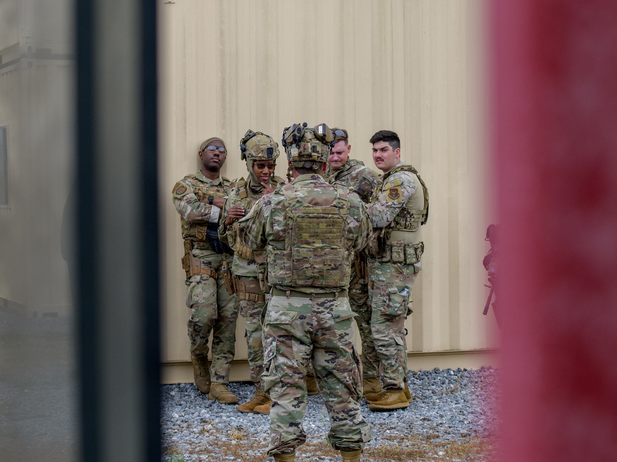 people receive instructions prior to a training exercise