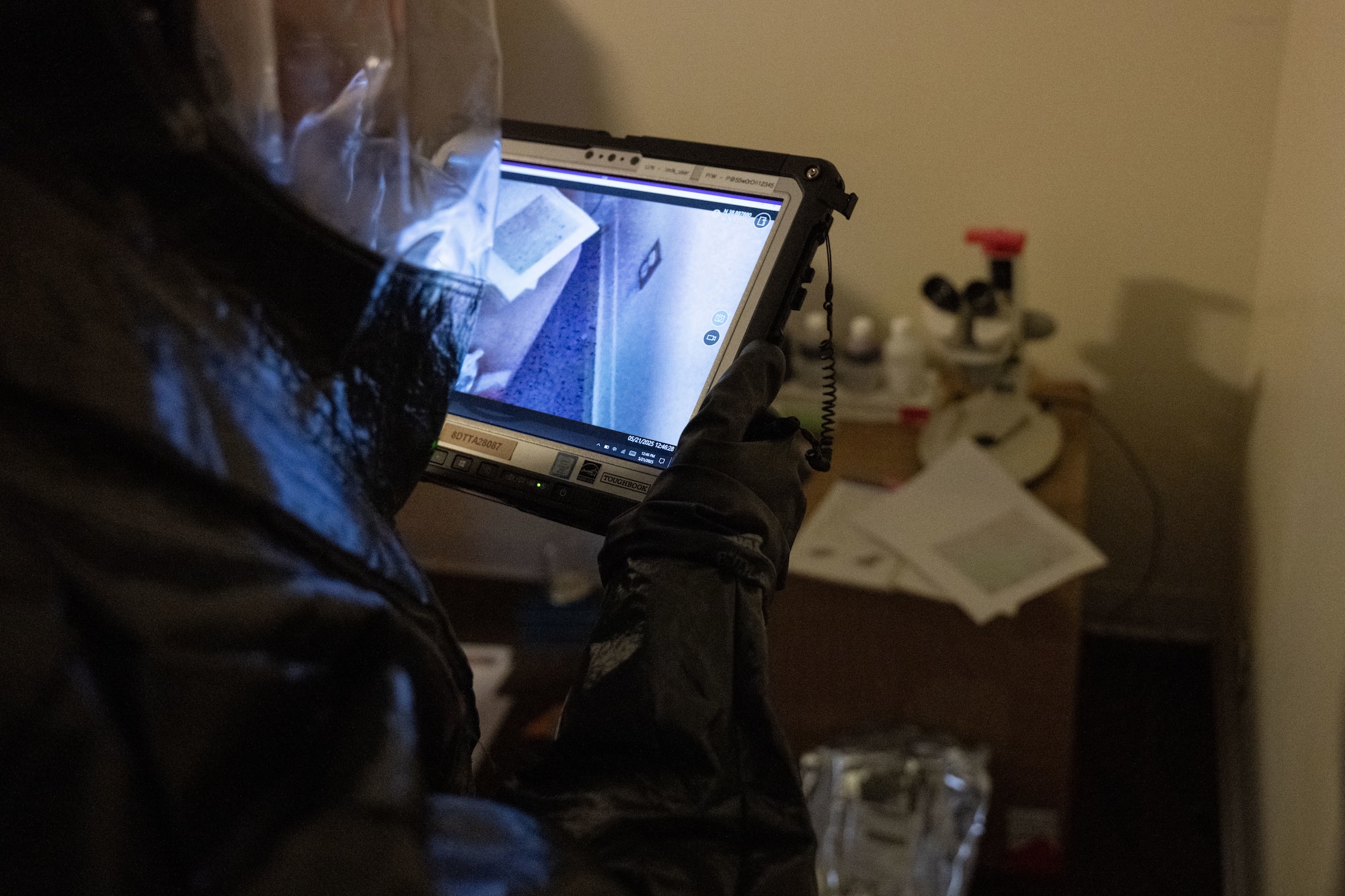 The 33rd Weapons of Mass Destruction Civil Support Team Survey Section document the contaminated area of a full-scale chemical, biological, radiological, nuclear and explosive exercise at Joint Base Andrews, Md., May 21, 2025.