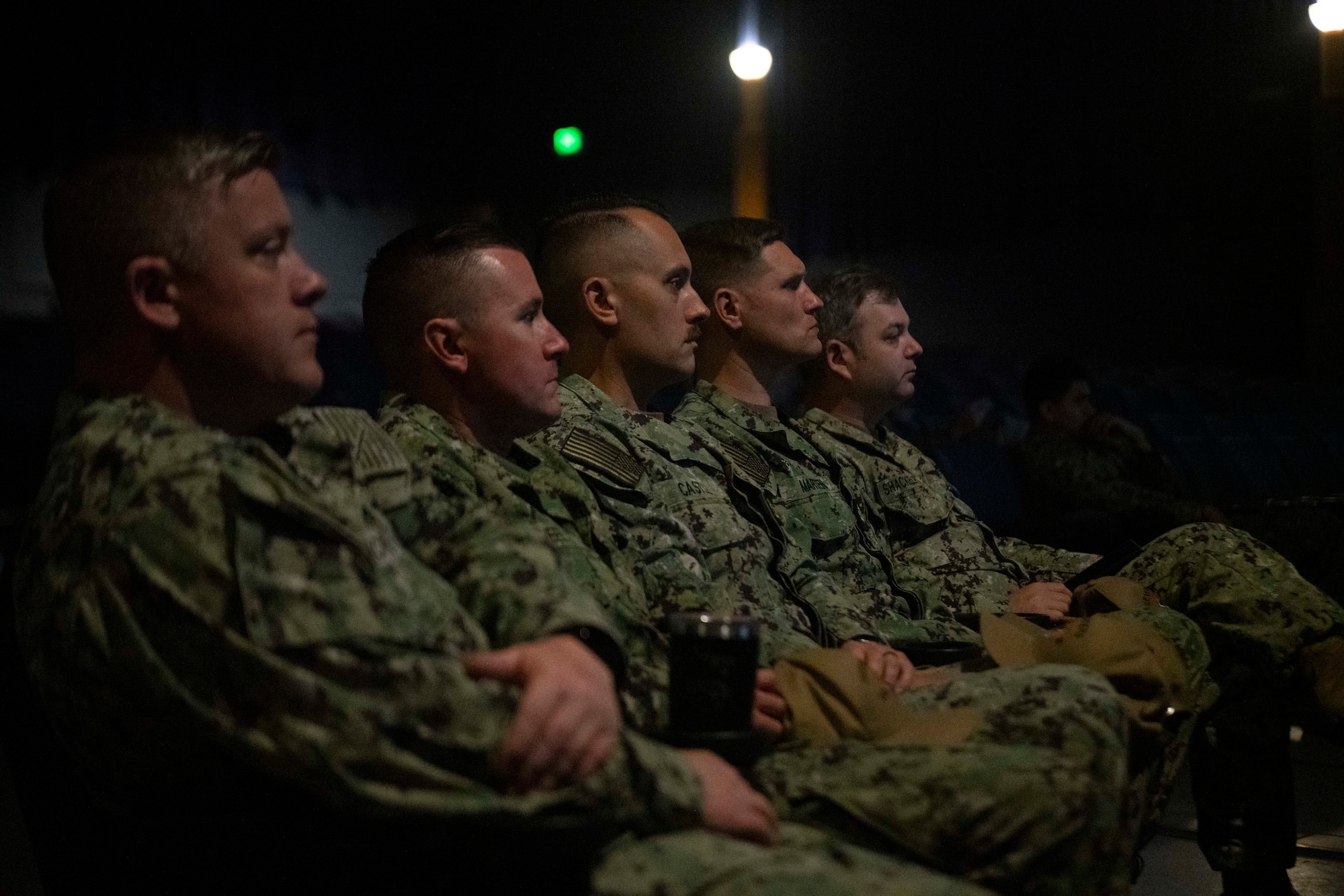 U.S. Navy sailors attend an initial Red Flag Alaska welcome brief at Eielson Air Force Base, June 12, 2025.
