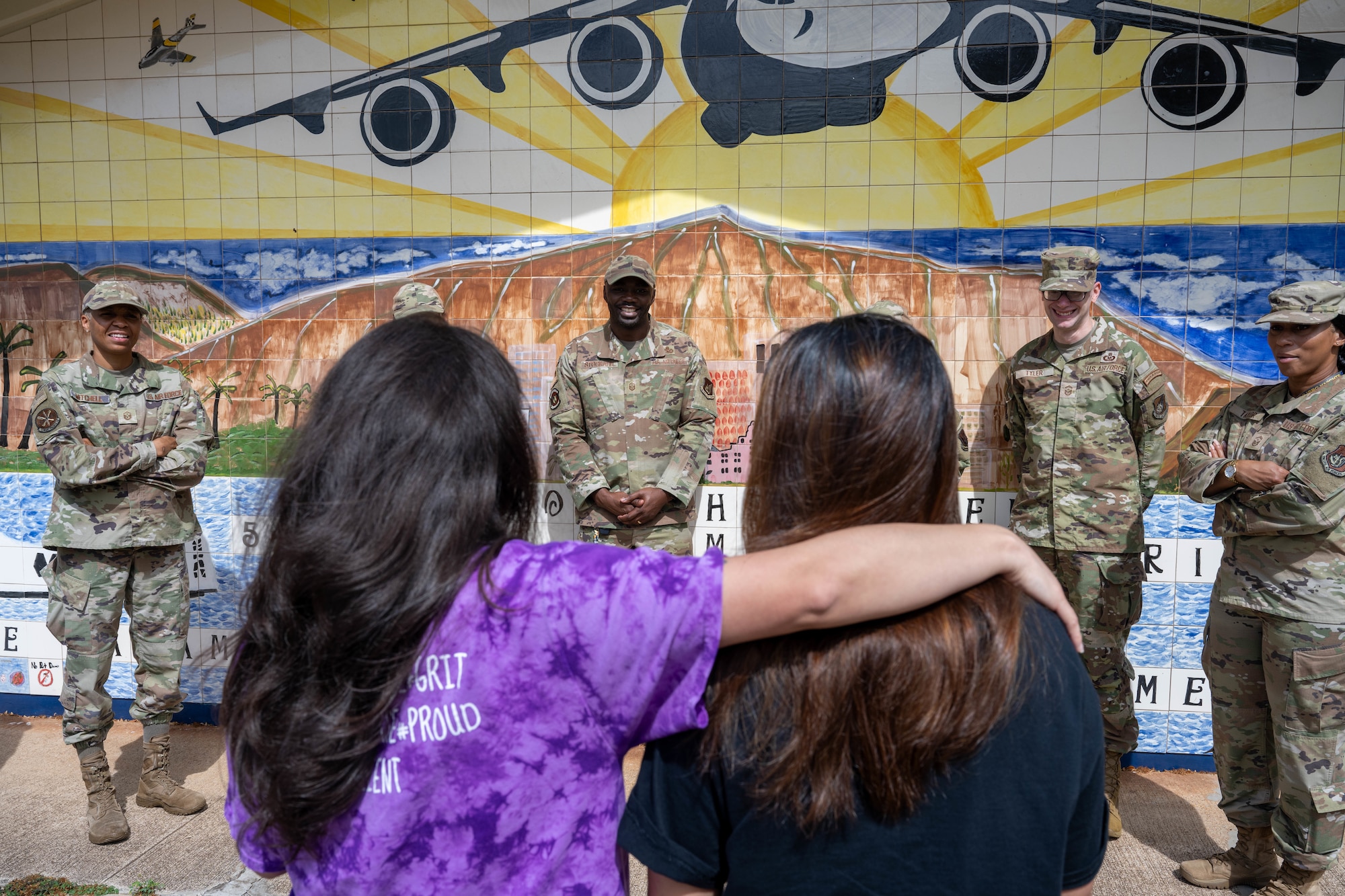 U.S. Air Force Airmen share their gratitude towards elementary school faculty on Joint Base Pearl Harbor-Hickam, Hawaii.