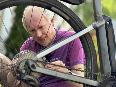 Safety starts with me – Christopher Ambridge-Adams from Base Support Operations Transportation, 405th Army Field Support Brigade, recommends bicyclists do a thorough check of their bikes before taking them out to ensure everything is operating well and there’s no problems. The chief of outbound transportation support at BASOPS Trans said it’s maybe not necessary to do so every time you ride but at least every so often and especially at the beginning of the riding season. He said tires are the most important thing to check, followed by brakes.