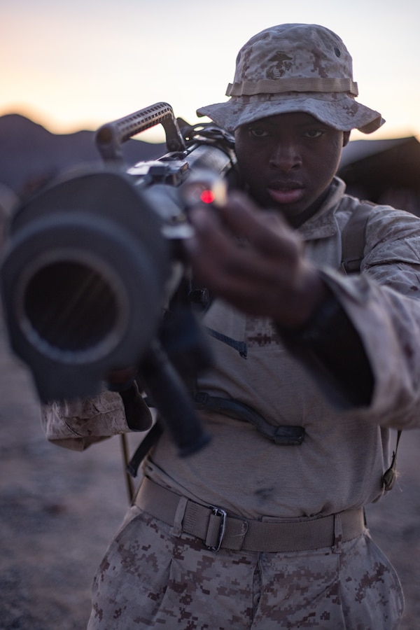 U.S. Marine Corps Lance Cpl. John Scott, an infantryman with 1st Battalion, 23rd Marine Regiment, 4th

Marine Division, performs a sight check on a M3A1 Multi-Role Anti-Armor Anti-Personnel Weapon System (MAAWS) before Range 400 as part of Integrated Training Exercise 3-25 (ITX 3-25) on Marine Corps Air Ground Combat Center, Twentynine Palms, California, June 11, 2025. ITX is a critical Marine Air-Ground Task Force exercise for the Marine Forces Reserve’s training cycle, confirming unit readiness through live-fire and combined arms integration. (U.S. Marine Corps photo by Staff Sgt. Scott Jenkins)