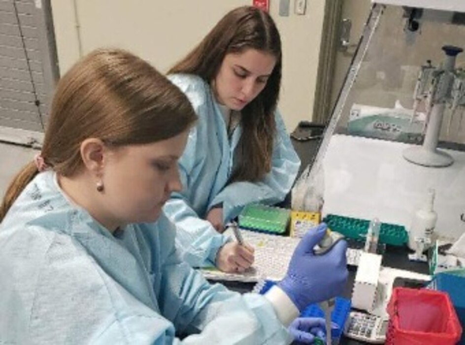 250513-N-N1574-1003 JACKSONVILLE, Fl. (May 13, 2025) Jessy Motes, front, and Jessica Celano, with the Navy Entomology Center of Excellence (NECE), prepare a DNA sequencing library to be loaded into a sequencer on board Naval Air Station Jacksonville, May 13, 2025, as part of a groundbreaking three-year project is utilizing common houseflies as living sentinels to monitor existing and emerging microbial dangers to U.S. military personnel worldwide. The NECE team demonstrates the Navy’s “Get Real, Get Better” ethos by leveraging science and collaboration to enhance force health protection through early detection of health threats. (U.S. Navy photo courtesy of Dr. Jason Blanton)