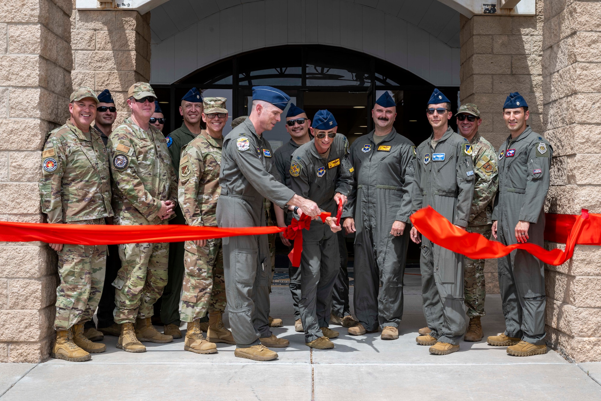 49th Wing leadership cut the ribbon for the 49th Operation Group’s new facility at Holloman Air Force Base, New Mexico, May 30, 2025.