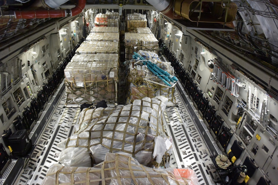 cargo stacked in an aircraft