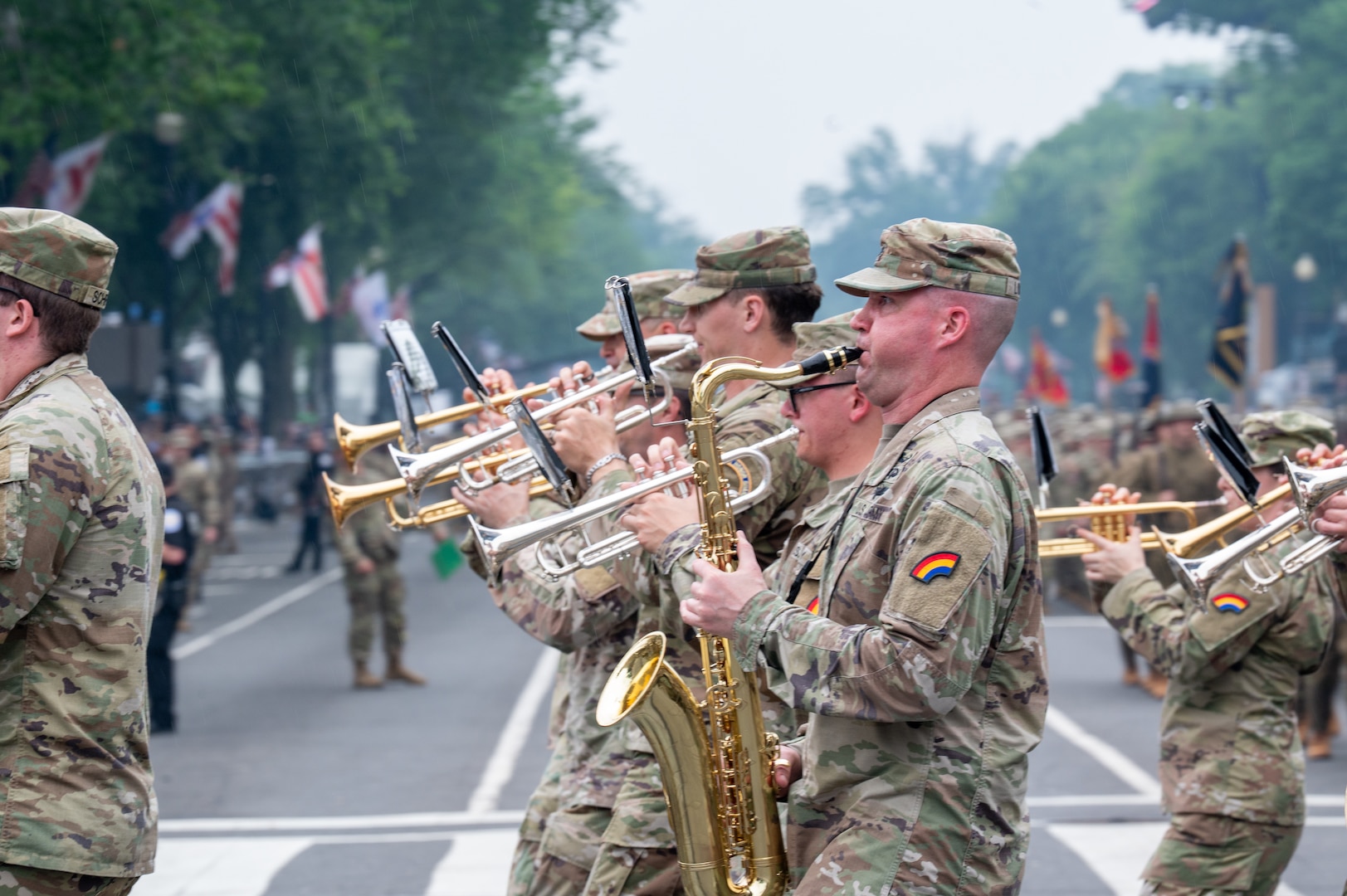 More than 800 National Guard members were activated in support of the 250th Army Birthday Festival and Parade. The Guard members, from the District of Columbia, Mississippi, West Virginia and Pennsylvania assisted various agencies and played a crucial role in ensuring the safety of events. Additionally, four members of the DC National Guard’s 257th Army Band performed with the New York Army National Guard's 42nd Infantry Division Band in the parade, representing the National Guard at a special request.