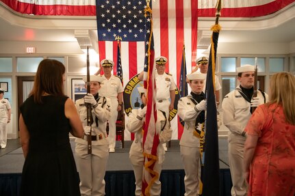 The color guard parades the colors during Tactical Training Group Atlantic's change of command ceremony, June 13, 2025.