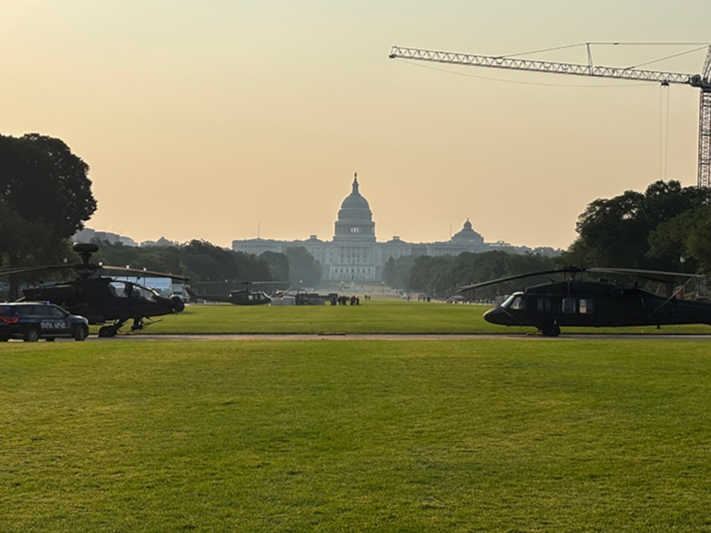 Crew members from the 1-130th Attack Battalion, North Carolina Army National Guard, support a static display during the U.S. Army's 250th birthday celebration on the National Mall in Washington, D.C., Saturday, June 14, 2025.