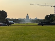 Crew members from the 1-130th Attack Battalion, North Carolina Army National Guard, support a static display during the U.S. Army's 250th birthday celebration on the National Mall in Washington, D.C., Saturday, June 14, 2025.