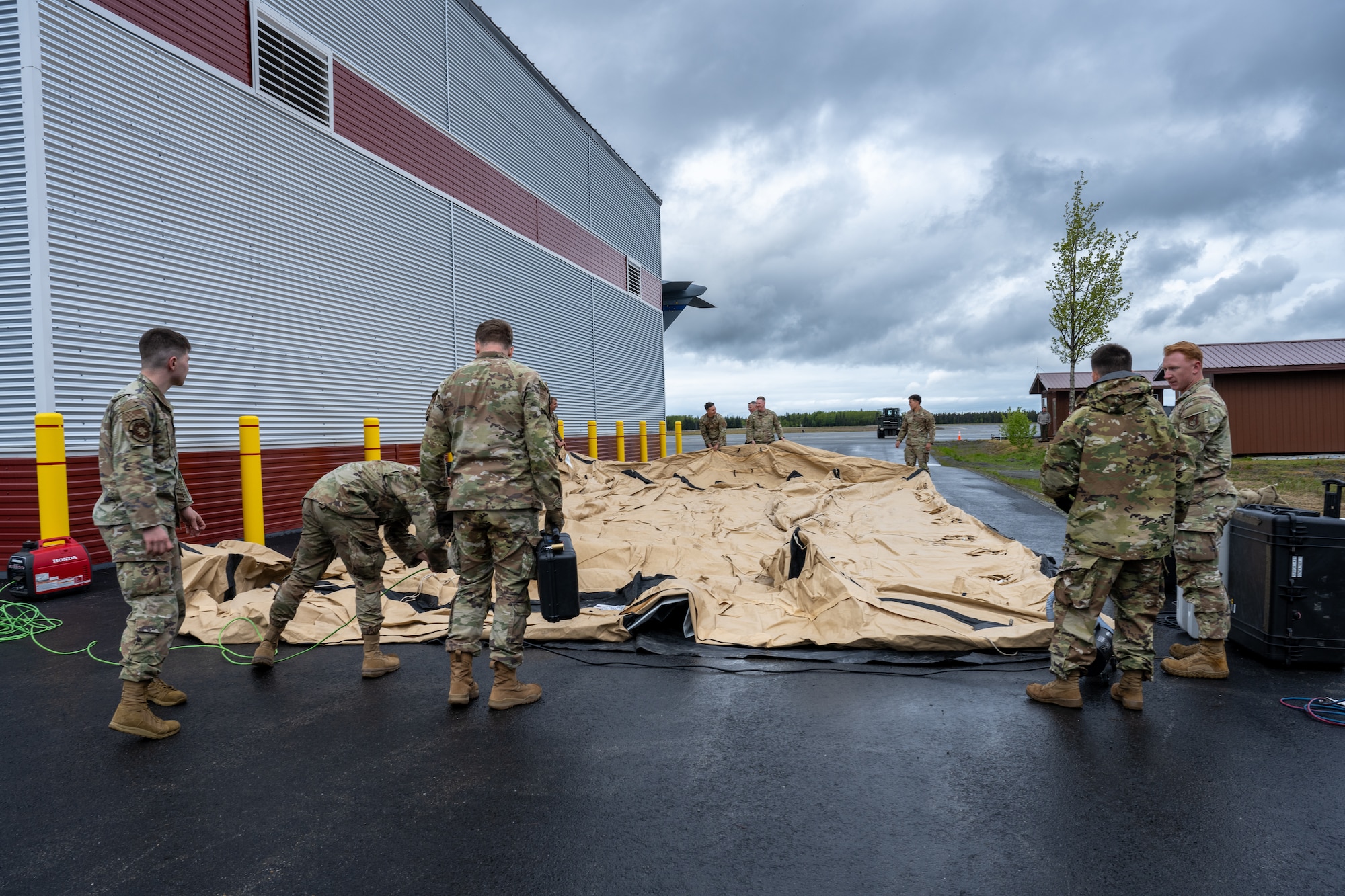 Airmen assigned to the 673d Air Base Wing and 3rd Wing came together to form the 3rd AEW during the exercise, testing and training their ability to receive and launch F-22 Raptor aircraft in austere locations and execute Agile Combat Employment techniques in preparation for Exercise Resolute Force Pacific.
