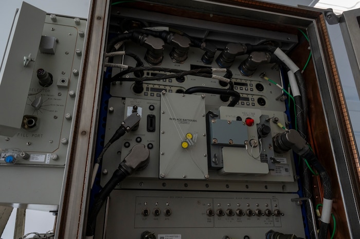 A portable Global Aircrew Strategic Network Terminal system is located near the crisis action team building at Fairchild Air Force Base, Washington, June 2, 2025. The equipment control unit handles message traffic concurrently with encryption and decryption tasks. (U.S. Air Force photo by Airman 1st Class Samantha Thorn)