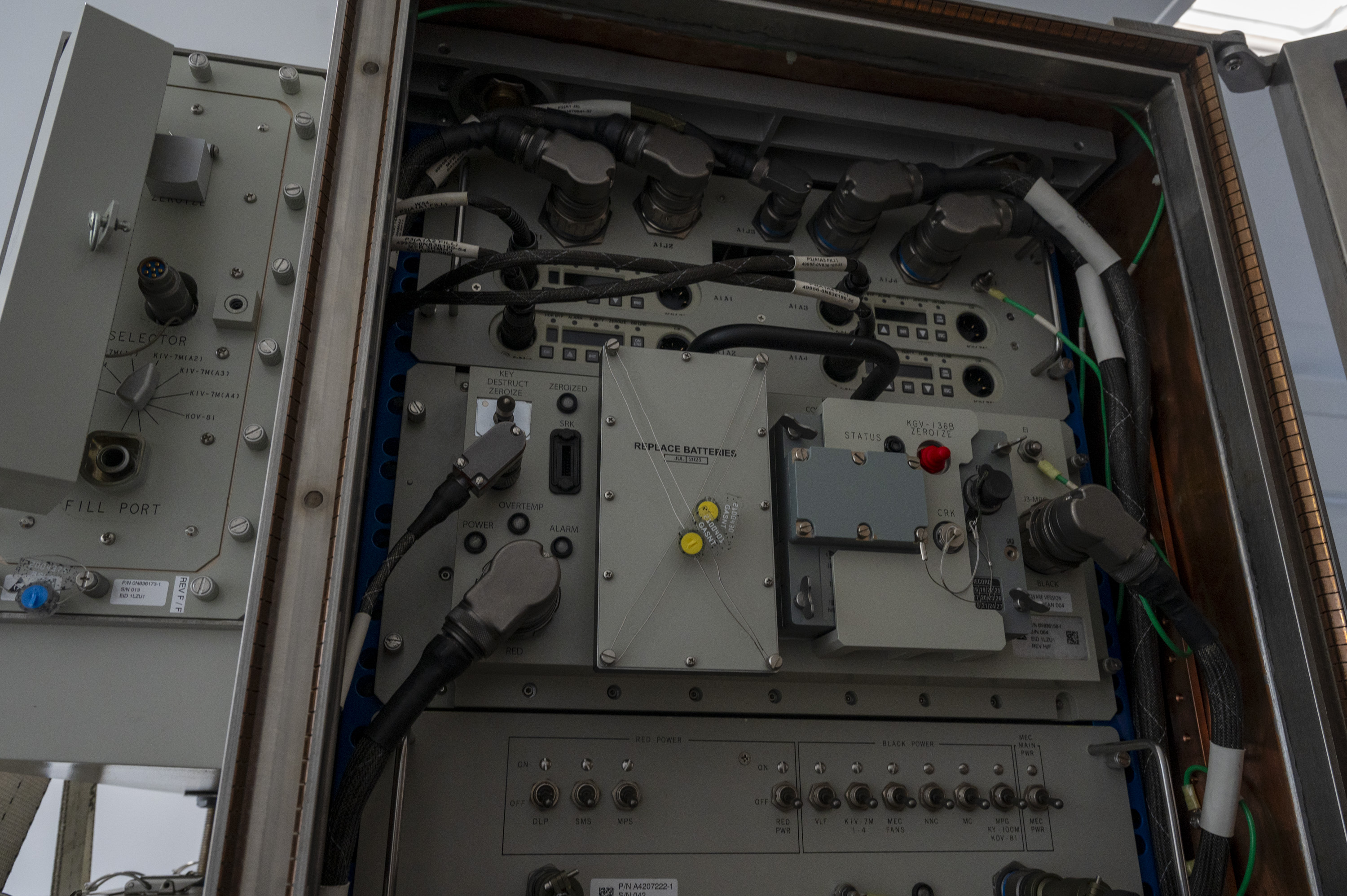 A portable Global Aircrew Strategic Network Terminal system is located near the crisis action team building at Fairchild Air Force Base, Washington, June 2, 2025. The equipment control unit handles message traffic concurrently with encryption and decryption tasks. (U.S. Air Force photo by Airman 1st Class Samantha Thorn)