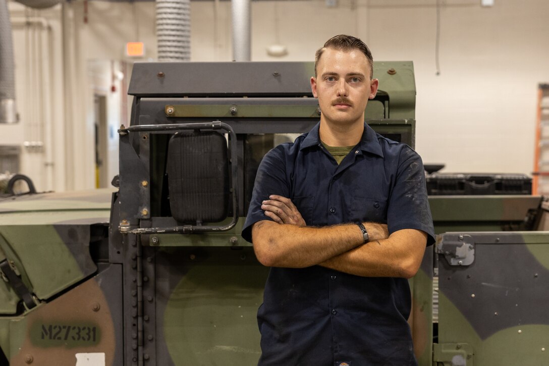U.S. Marine Corps Cpl. Ciaran Black, a utilities technician with Combat Logistics Regiment 2, 2nd Marine Logistics Group, poses for a photo on Marine Corps Base Camp Lejeune, North Carolina, June 12, 2025. Black’s command selected him as the warrior of the week due to his dedication to mentoring those around him and increasing the technical capabilities of his section. Black serves as the Utilities Non-commissioned officer and directly influences and trains his Marines to be able to operate as independent augments, guiding his team to think independently, problem solve through innovation and research and to trouble shoot issues that could cause maintenance setbacks.  

Each Week, 2nd MLG recognizes one outstanding Marine or Sailor that goes above and beyond in their duties and embodies the qualities of an outstanding service member. Black is a native of New York. (U.S. Marine Corps photo by Cpl. Apollo Wilson)