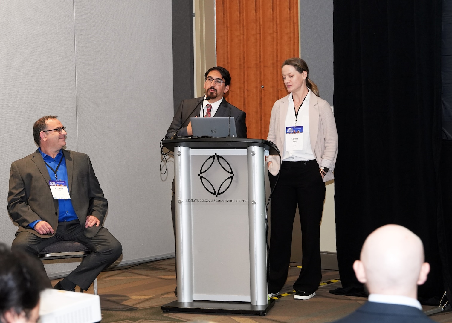 SAN ANTONIO – (June 16, 2025) – Andres Martinez-Murillo, a principal investigator assigned to Naval Medical Research Unit (NAMRU) San Antonio’s Combat Casualty Care and Operational Medicine directorate, served as a San Antonio Military Health and Universities Research Forum Podium Session co-chair for Trauma – Preclinical Studies during the annual AIM Health R&D Summit held at the Henry B. Gonzalez Convention Center. Designed to promote cross-sector collaboration in the development of life-saving battlefield technologies, the one-day summit brings together top innovators from academia, industry, and the military to accelerate the research, development, and commercialization of transformative medical technologies. Collaborating and working alongside a wide range of research and development partners keeps Navy Medicine Research & Development (NMR&D) abreast of best practices and advances in medical knowledge. NAMRU San Antonio, part of NMR&D conducts gap-driven combat casualty care, craniofacial, and directed energy research in support of Navy, Marine Corps and joint U.S. warfighter health readiness and lethality while engaged in routine and expeditionary operations. (U.S. Navy photo by Burrell Parmer, NAMRU San Antonio Public Affairs/Released)