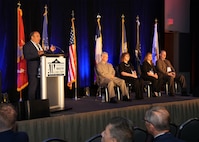 SAN ANTONIO – (June 16, 2025) – Dr. Darrin Frye, chief science director, Naval Medical Research Unit (NAMRU) San Antonio, participated in an Introduction to Working with San Antonio Federal Medical Research Organizations during the annual AIM Health R&D Summit held at the Henry B. Gonzalez Convention Center. Designed to promote cross-sector collaboration in the development of life-saving battlefield technologies, the one-day summit brings together top innovators from academia, industry, and the military to accelerate the research, development, and commercialization of transformative medical technologies. Collaborating and working alongside a wide range of research and development partners keeps Navy Medicine Research & Development (NMR&D) abreast of best practices and advances in medical knowledge. NAMRU San Antonio, part of NMR&D conducts gap-driven combat casualty care, craniofacial, and directed energy research in support of Navy, Marine Corps and joint U.S. warfighter health readiness and lethality while engaged in routine and expeditionary operations. (U.S. Navy photo by Burrell Parmer, NAMRU San Antonio Public Affairs/Released)