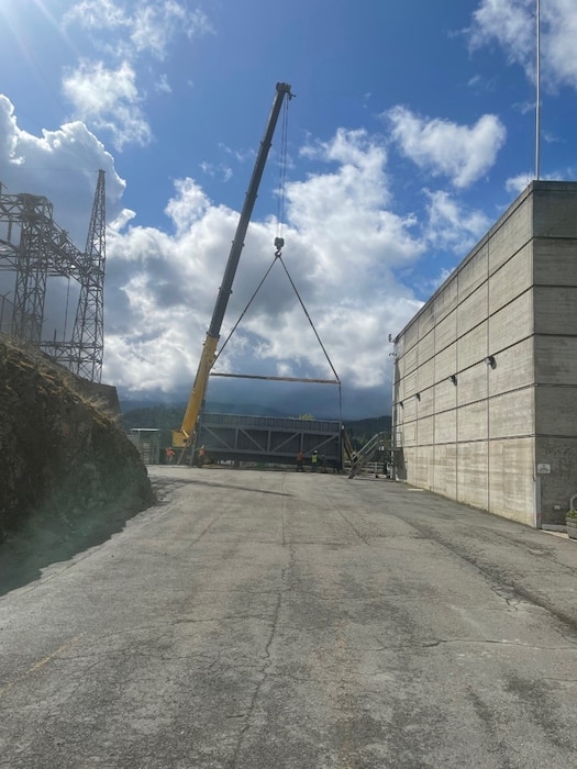 Gate 3‘s return to Albeni Falls Dam, Oldtown, Idaho, May 12, 2025. The USACE team recently completed their Fiber Reinforced Polymer (FRP) Installation Certification course, April 8-10, 2025, to apply FRP to the gate and have it ready for service in August 2025.