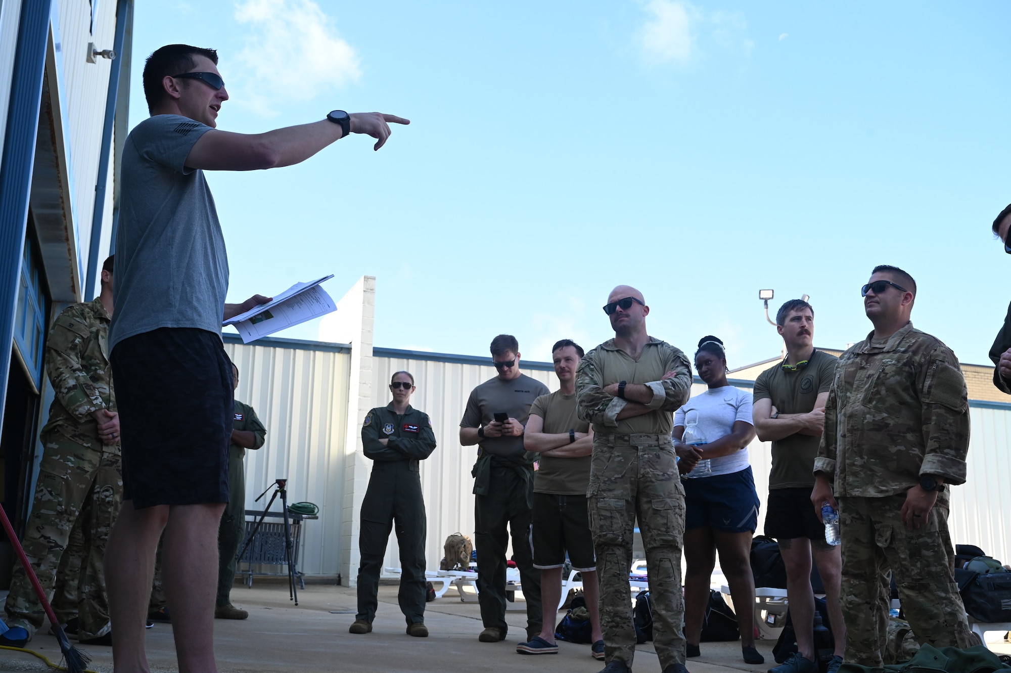 a person instructs a class