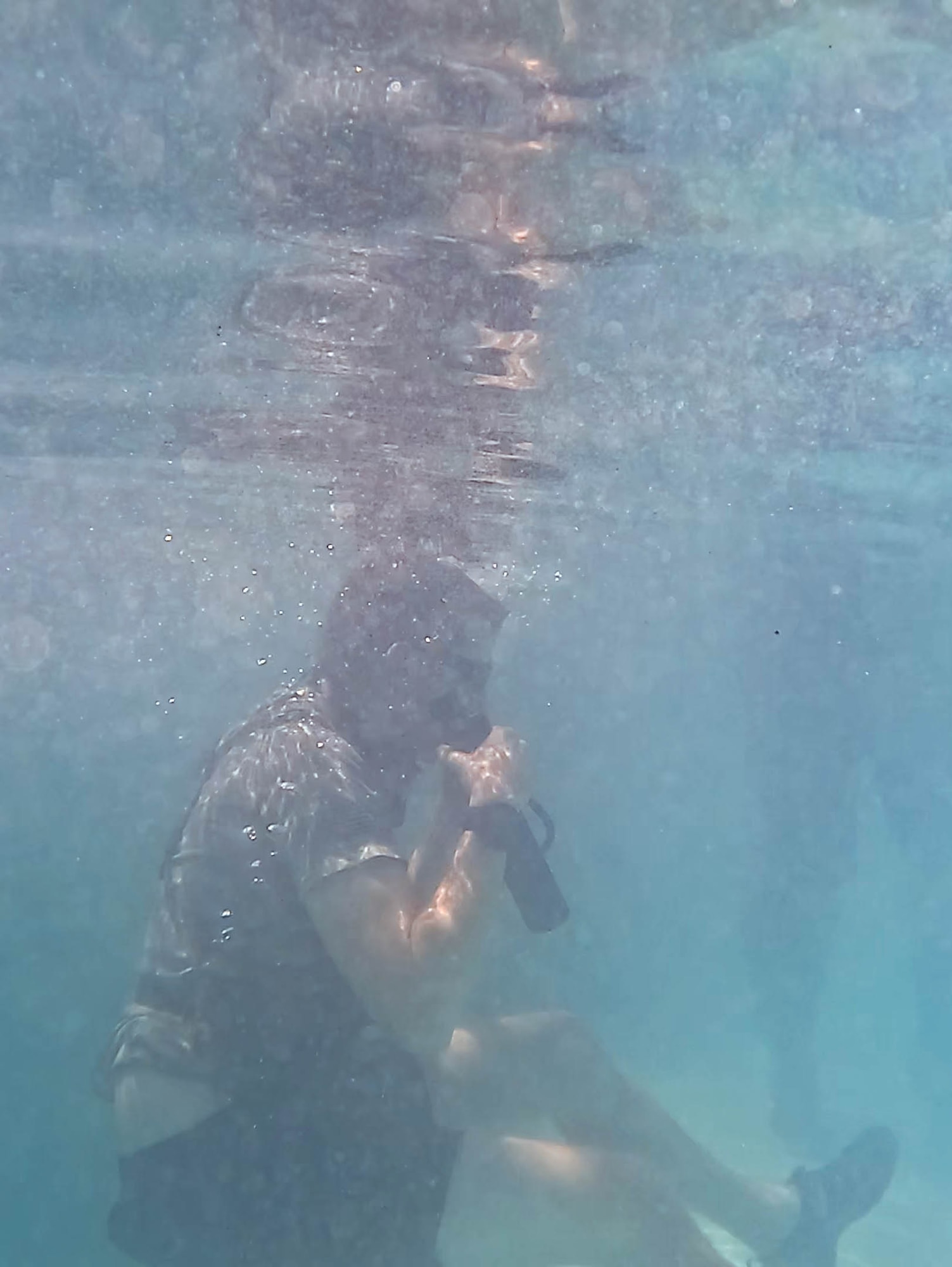 a person breaths underwater