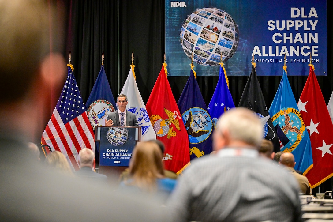 Steven Morani, Acting Assistant Secretary for Defense for Sustainment delivers keynote remarks