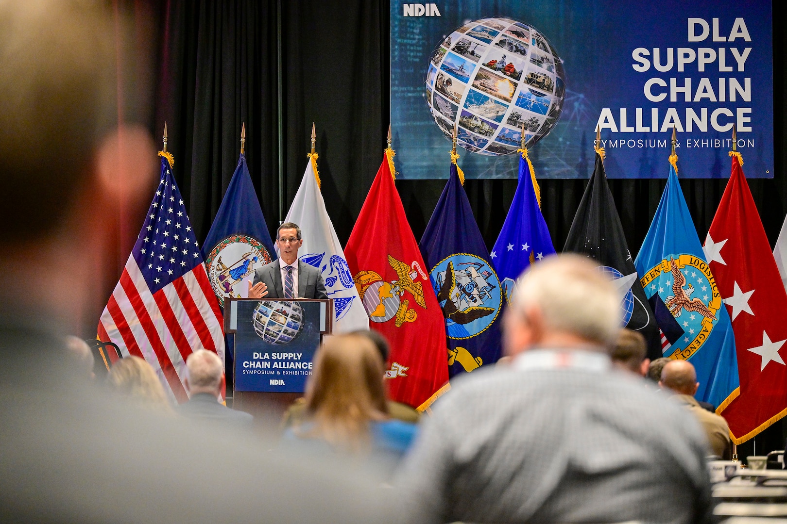 Steven Morani, Acting Assistant Secretary for Defense for Sustainment delivers keynote remarks