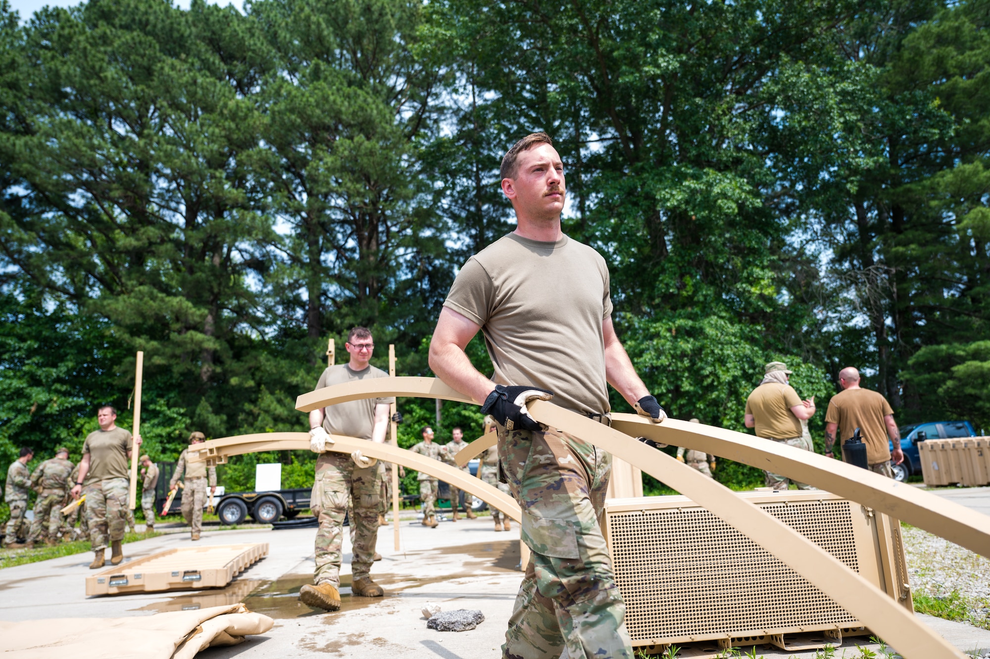 Airmen return equipment and break down temporary structures