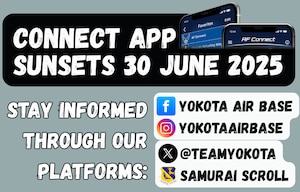 A cartoon-like graphic with blocky text and social media handles.