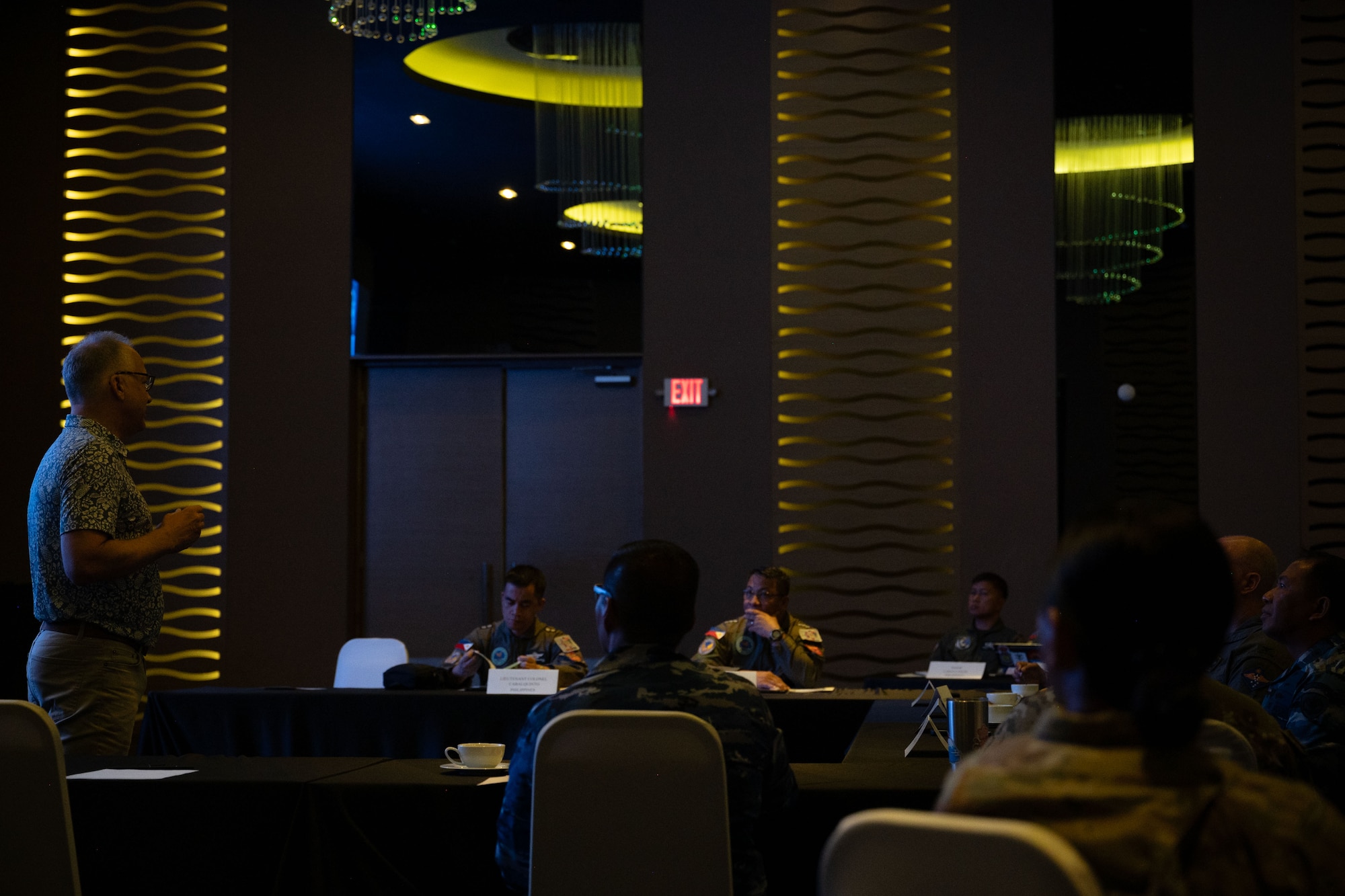 Photo of a PACAF air domain awareness symposium briefing