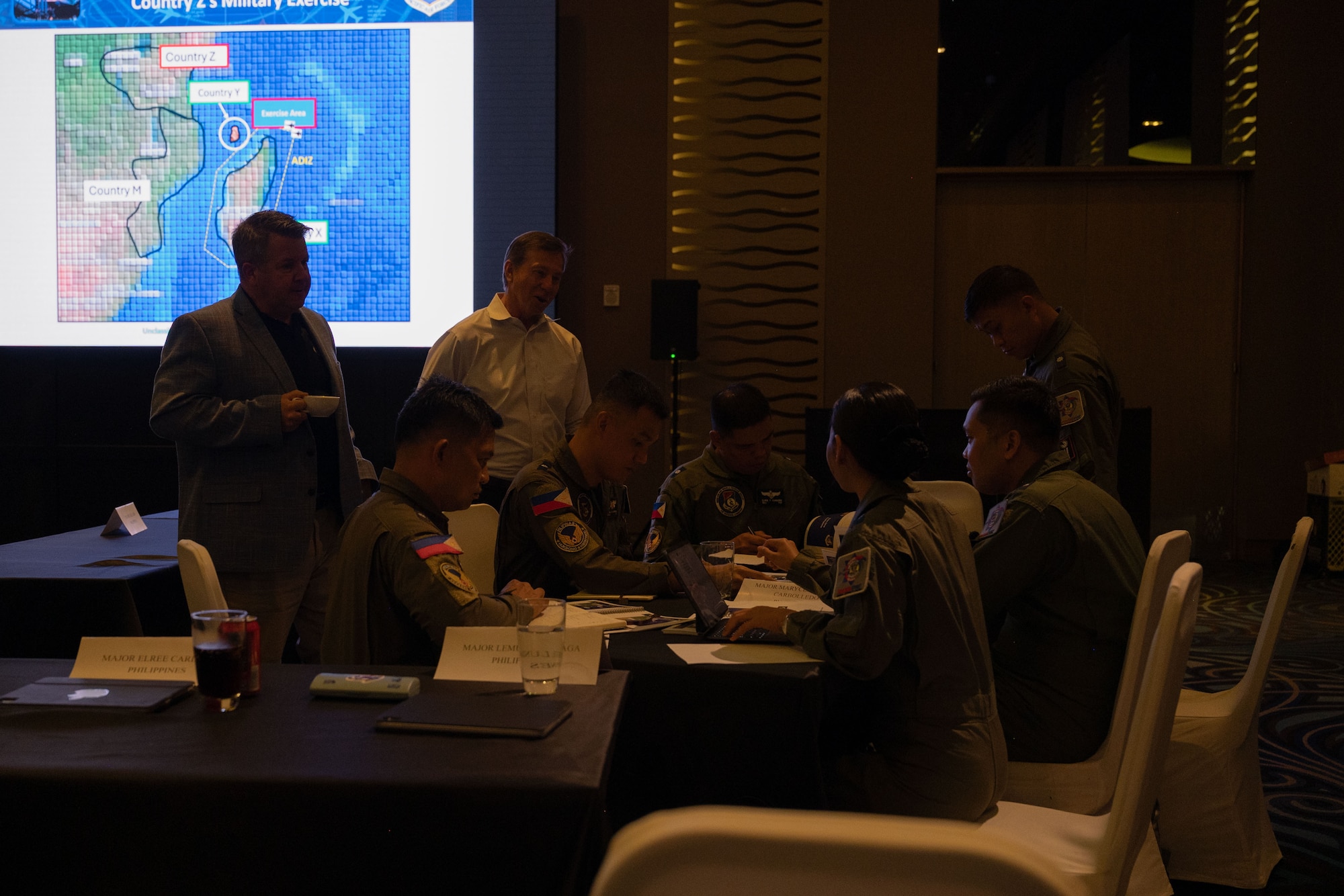 Photo of Philippine Air Force members participating in a situational exercise