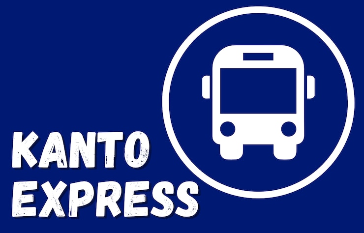 Blue background with a standard bus logo next to blocky text.