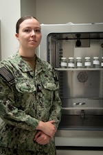 Hospital Corpsman Third Class Nikki Brown Wolff serves in the Preventive Medicine Department aboard Naval Health Clinic Cherry Point.  Brown Wolff, a native of Las Vegas, Nevada, helps protect the base’s staff, residents and service members from disease.