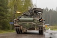 U.S. Soldiers assigned to 5th Squadron, 7th Cavalry Regiment, 1st Armored Brigade Combat Team, 3rd Infantry Division, initiate a simulated firefight while in a M2A4 Bradley Fighting Vehicle during Exercise Hedgehog 25 near Camp Reedo, Estonia, May 16, 2025. Exercise Hedgehog 25 is a large-scale international military exercise led by the Estonian Defence Forces, focused on the rapid deployment of allied forces and the enhancement of multinational interoperability. As the designated opposition force, 5-7 CAV challenges participating units with a complex, realistic scenario to strengthen multinational interoperability and readiness. (U.S. Army photo by Sgt. Austin Steinborn)