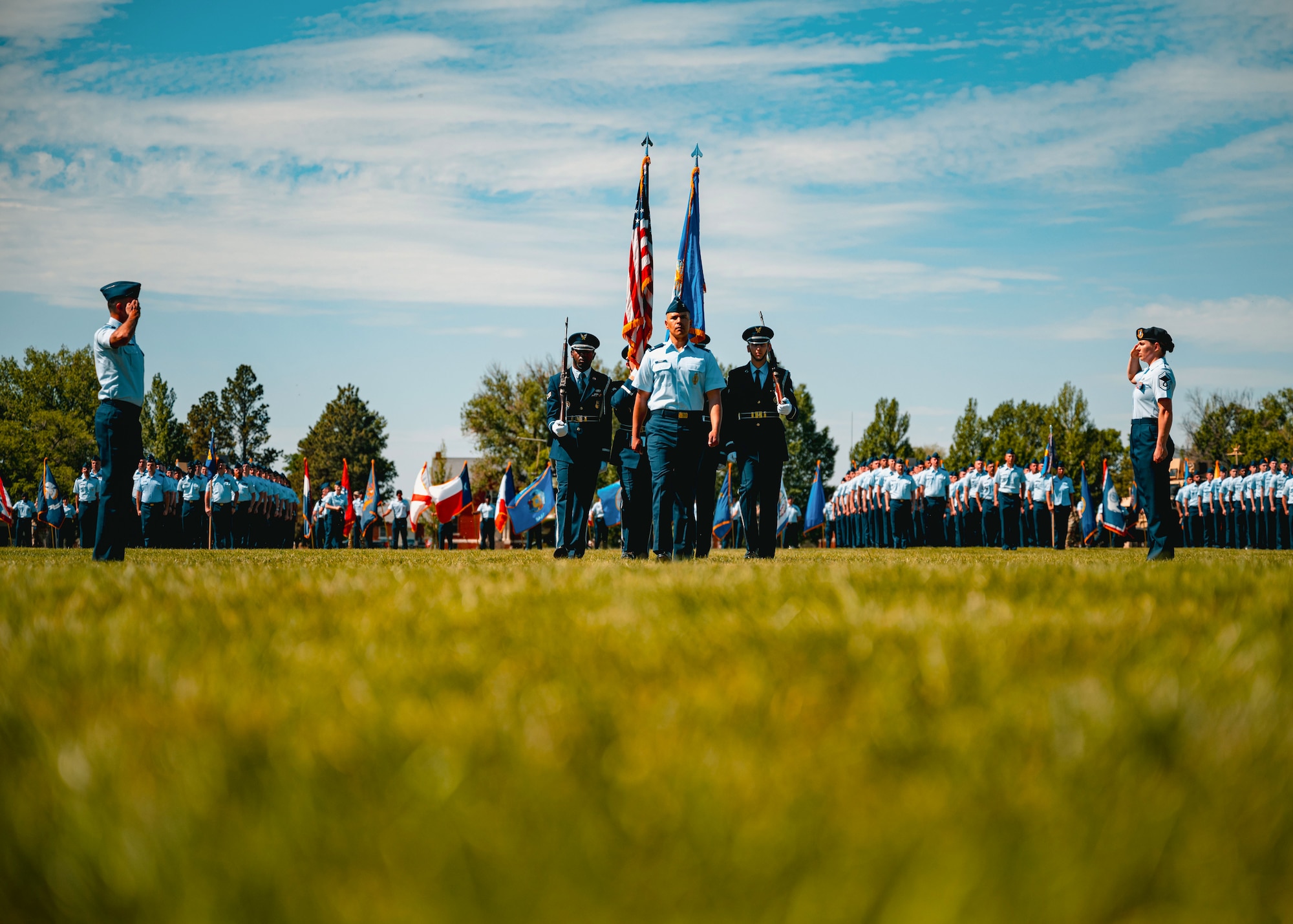 The event marked the official transfer of command from former 90 MW Commander Col. Johnny Galbert to current 90 MW Commander Col. Terrance Holmes, highlighting the continuity of leadership within the wing and underscoring its commitment to maintaining a safe, secure, and effective nuclear deterrent. (U.S. Air Force photo by Staff Sgt. Michael A. Richmond)
