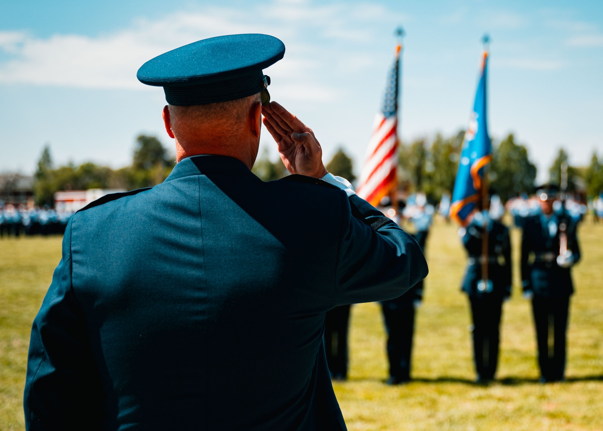 The event marked the official transfer of command from former 90 MW Commander Col. Johnny Galbert to current 90 MW Commander Col. Terrance Holmes, highlighting the continuity of leadership within the wing and underscoring its commitment to maintaining a safe, secure, and effective nuclear deterrent. (U.S. Air Force photo by Staff Sgt. Michael A. Richmond)